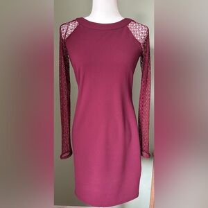 Laundry by Shelli Segal| Burgundy Long Sleeve Dress | Size 2